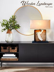 Wooden Landscape Table Lamp