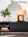 Wooden Landscape Table Lamp