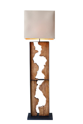 Wooden landscape floor lamp